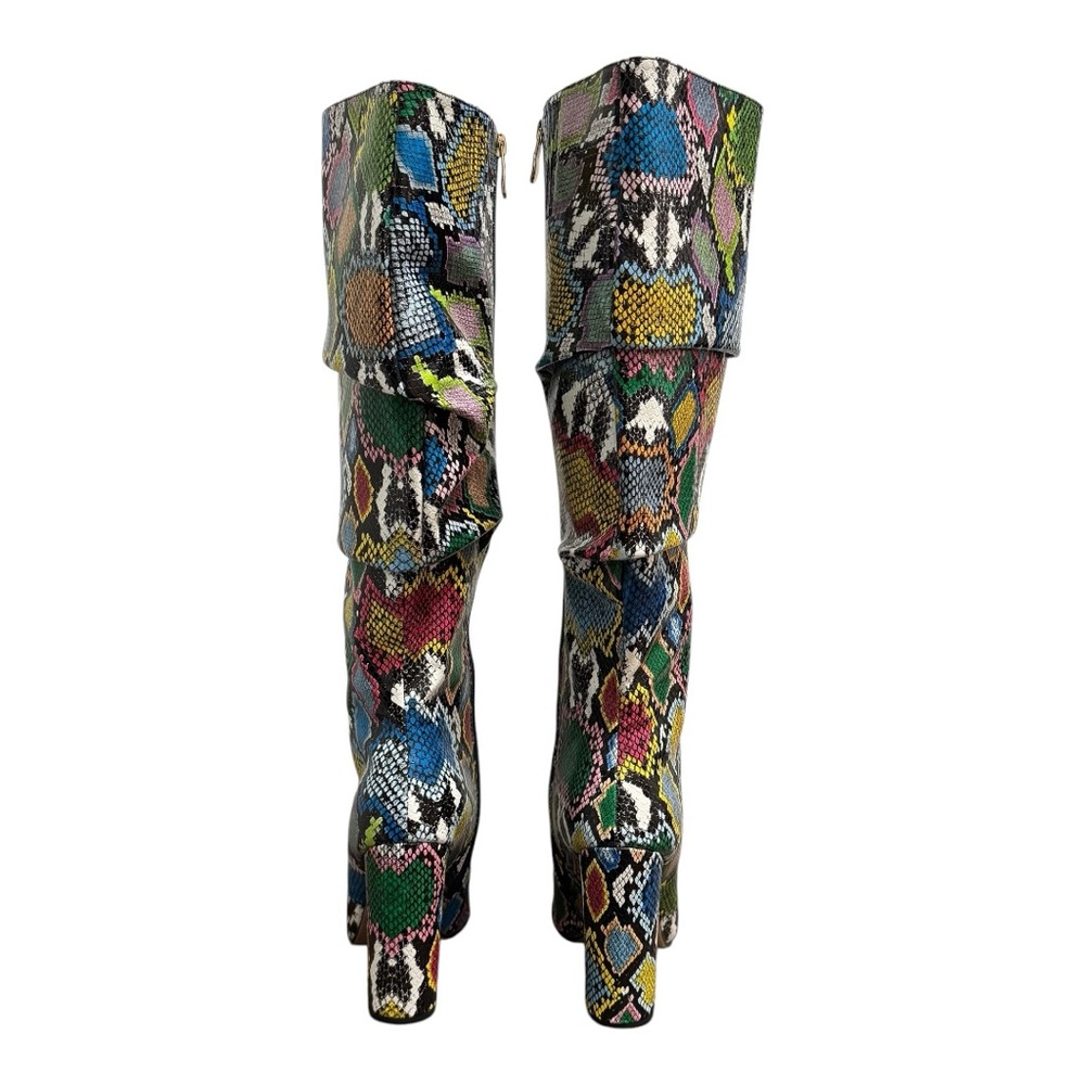 Stunning NWOT WetKiss Rainbow Slouch Faux Snakeskin Knee High Boots Size 11 - Picture 6 of 8